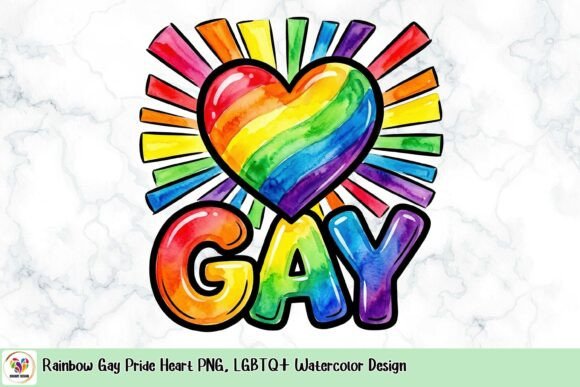 Download Rainbow Gay Pride Heart PNG, LGBTQ+ Watercolor Design - Watercolor design Collection