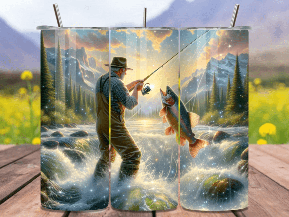 Download Mountain River Trout Fishing Tumbler PNG - Fishing tumbler png Collection