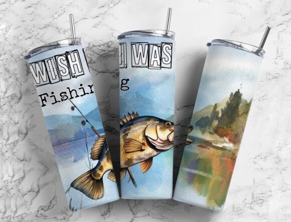 Download Wish I Was Fishing Tumbler PNG , 9.2 X 8 - Premium Bundle