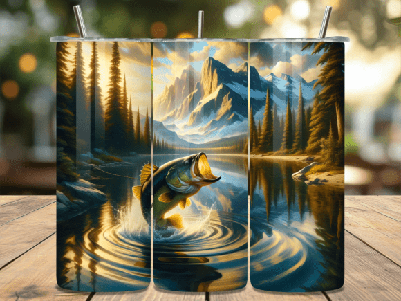 Download Serene Mountain Lake Fishing Tumbler PNG - Fishing tumbler png Collection